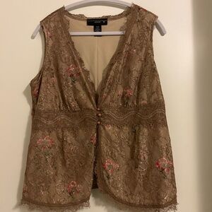 Venezia Brown Floral Lace Blouse